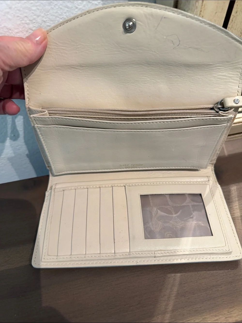 Kate Spade Metallic Silver Fold-Over Wallet Clutch